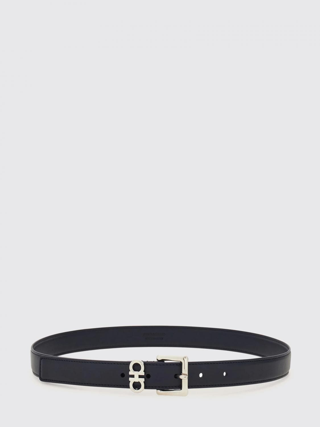 Ferragamo Adjustable Gancini Belt in Blue Smooth Calfskin Leather