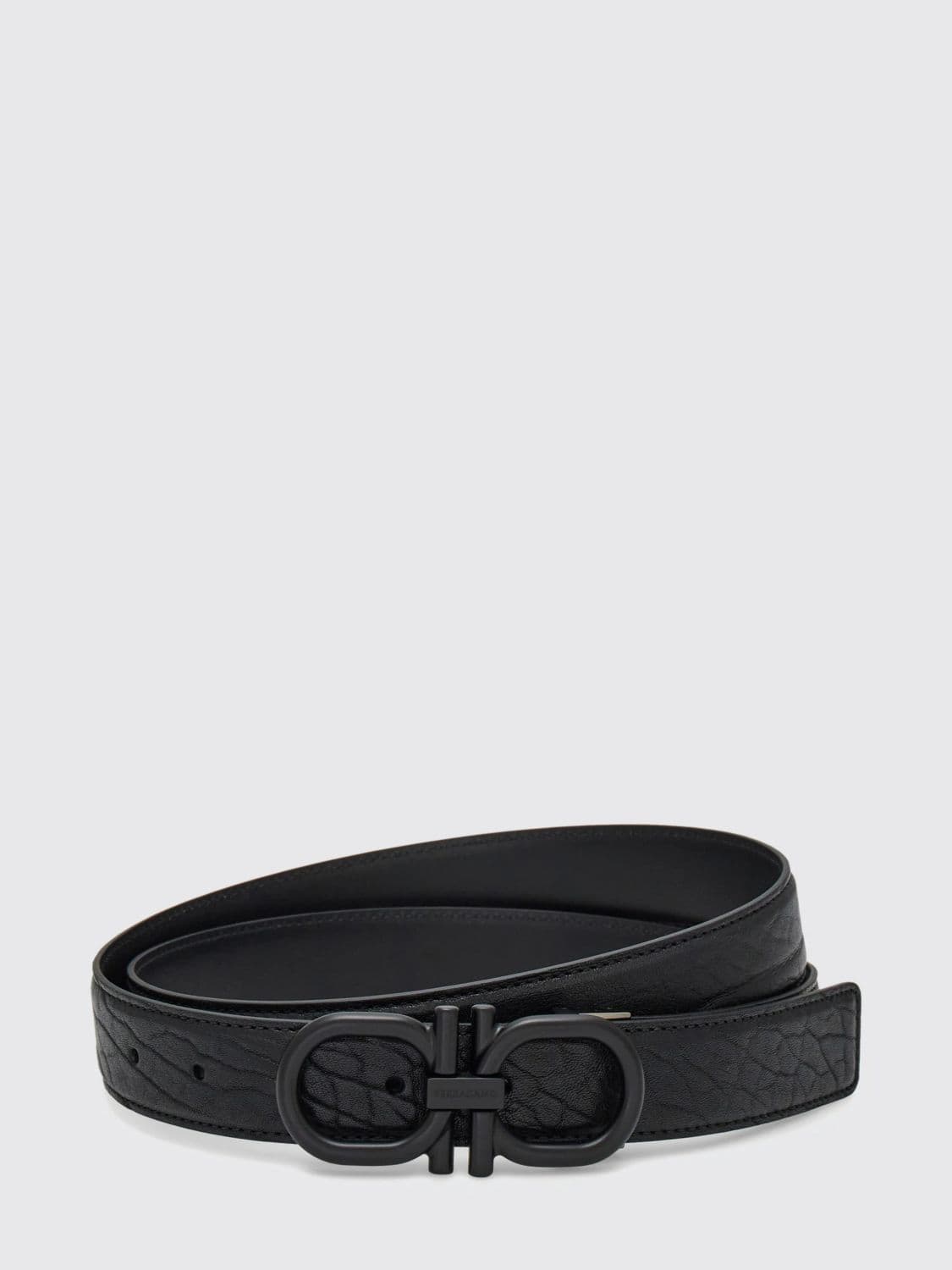 Ferragamo Reversible Gancini Belt in Grained and Smooth Calfskin