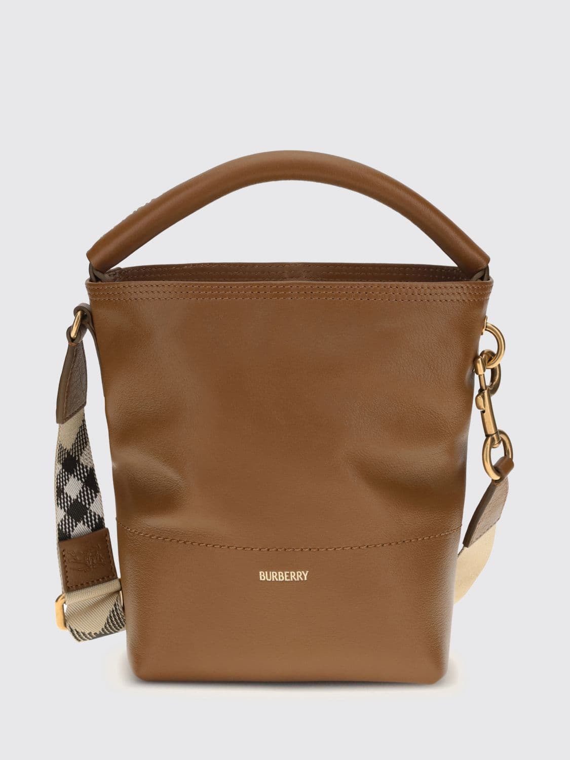 Burberry B-Clip Mini Handbag in Smooth Calfskin Leather with Shoulder Strap