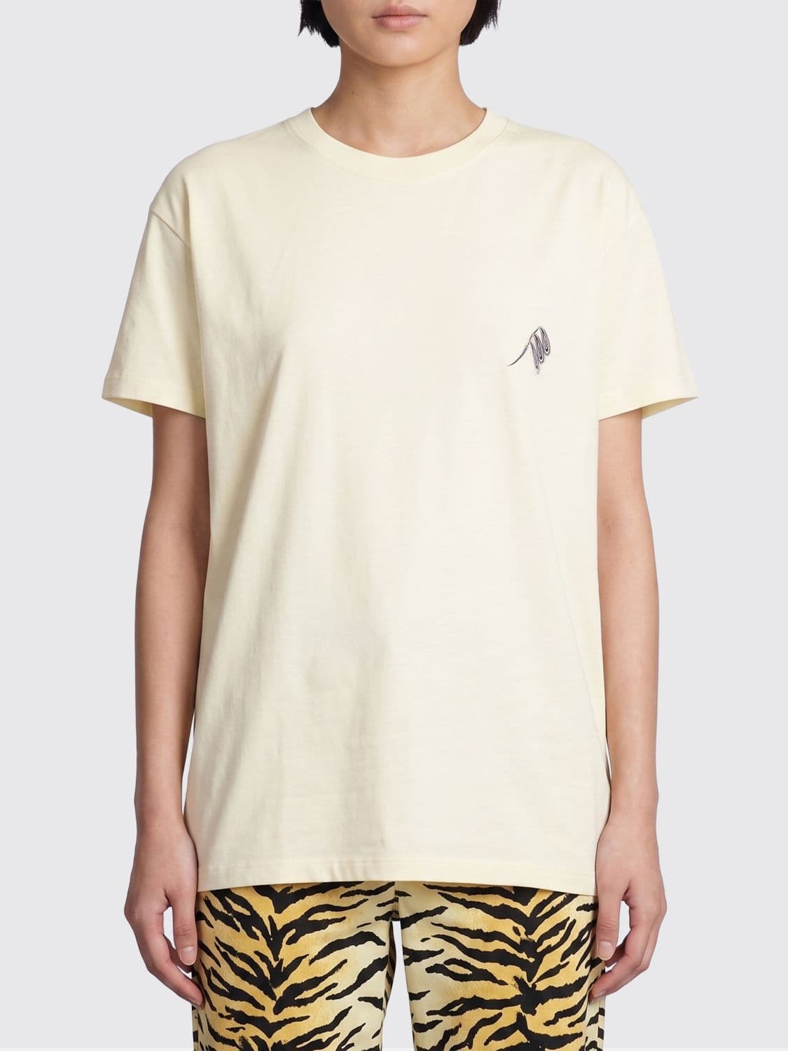 The Attico Crew Neck Cotton T-Shirt with Printed Logo