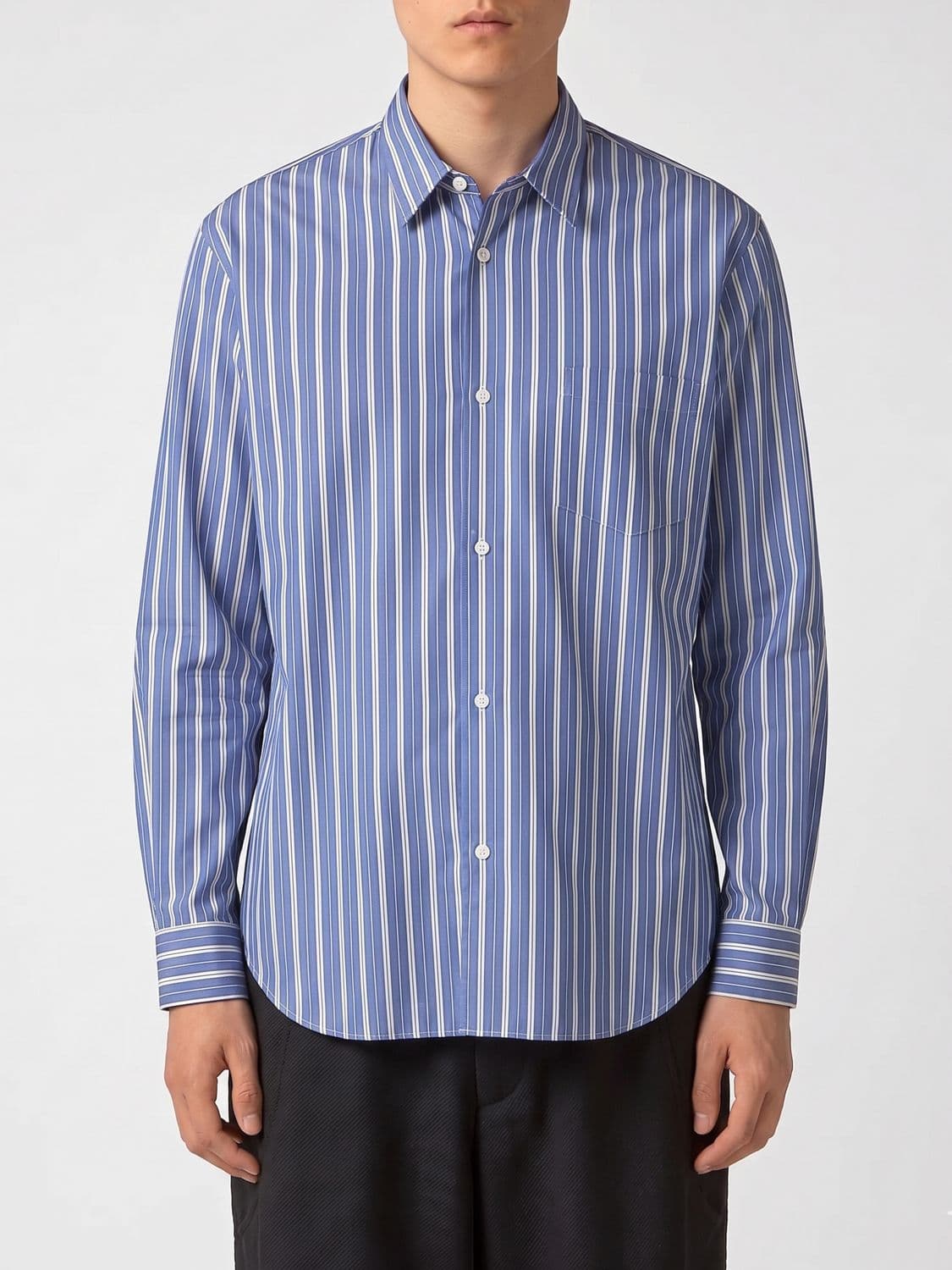 Junya Watanabe Relaxed Fit Patchwork Cotton Shirt with Spread Collar