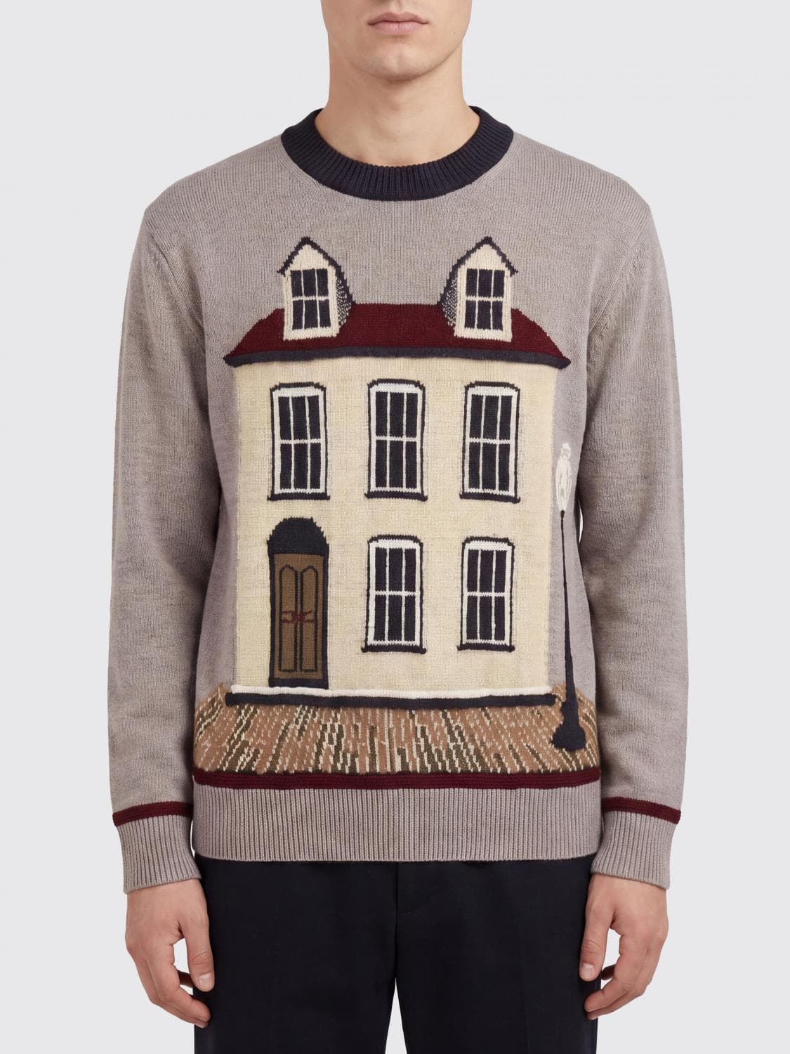 Junya Watanabe Graphic Print Silk and Wool Blend Crew-Neck Jumper