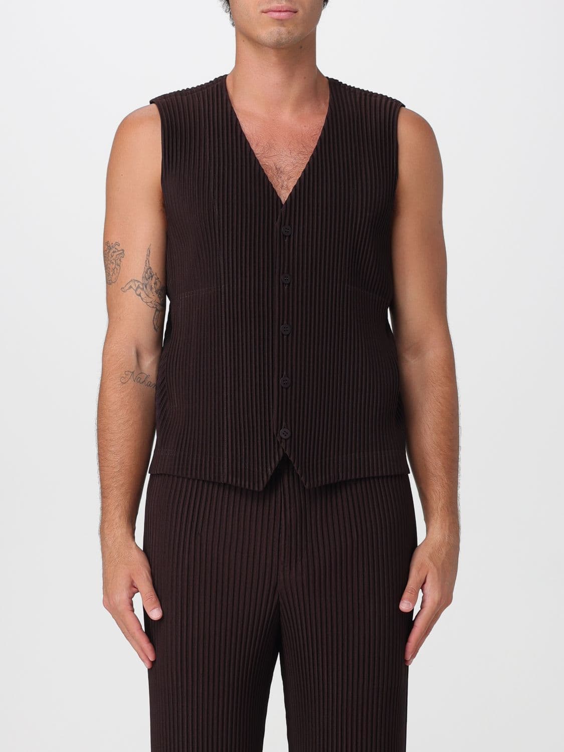 Homme Plisse' Issey Miyake Button-Front Pleated Waistcoat Homme Plissé Issey Miyake in Technical Crêpe · 2