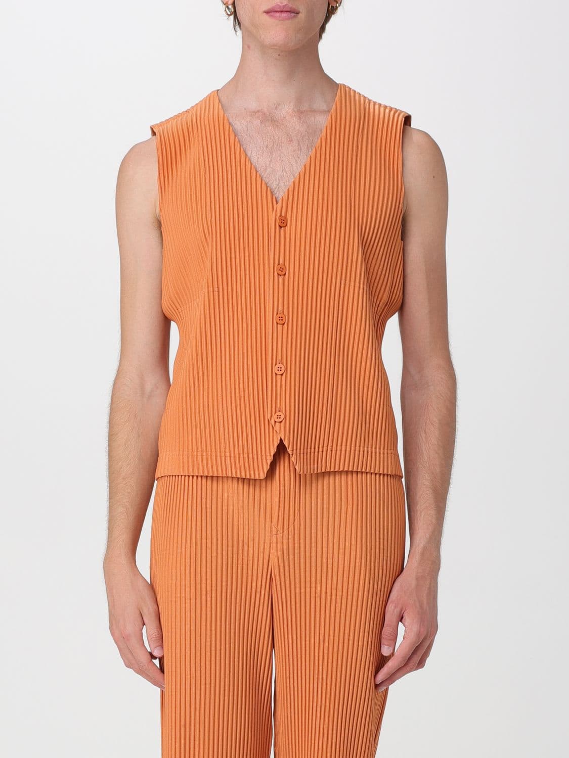 Homme Plisse' Issey Miyake Button-Front Pleated Waistcoat Homme Plissé Issey Miyake in Technical Crêpe