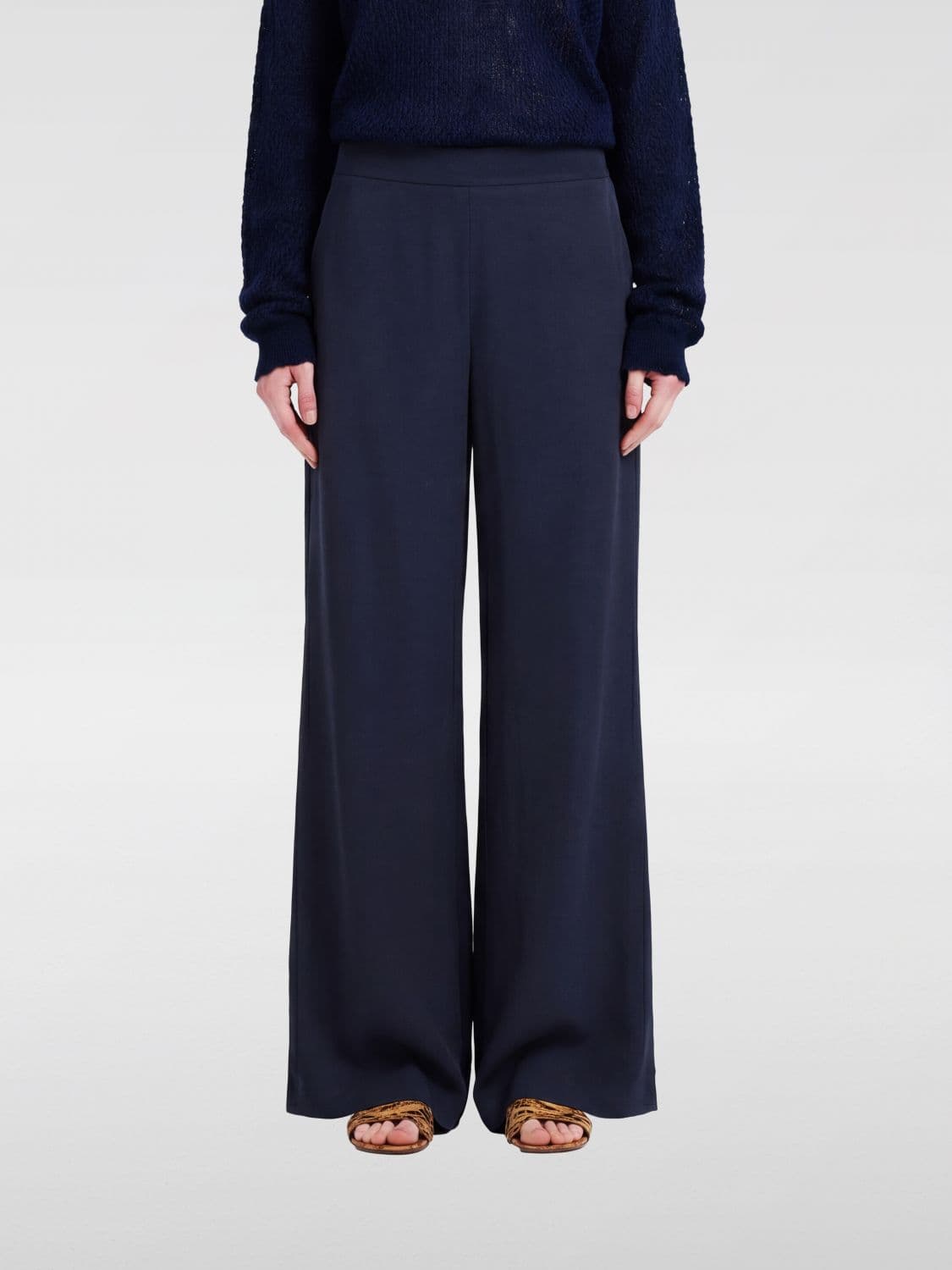 Momonì High-Waisted Silk Blend Palazzo Trousers