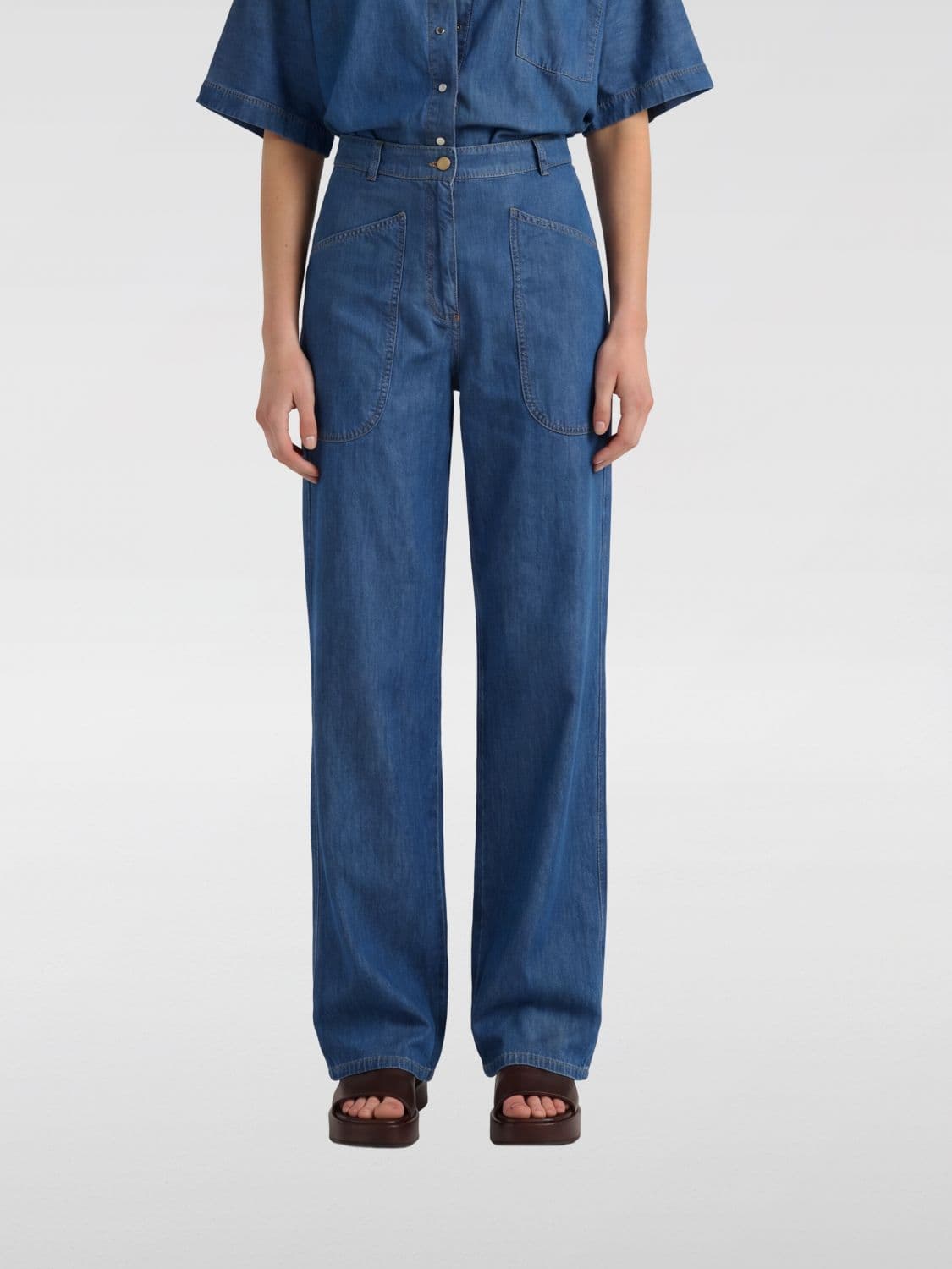 Momonì High-Waisted Straight Leg Jeans in Cotton Denim