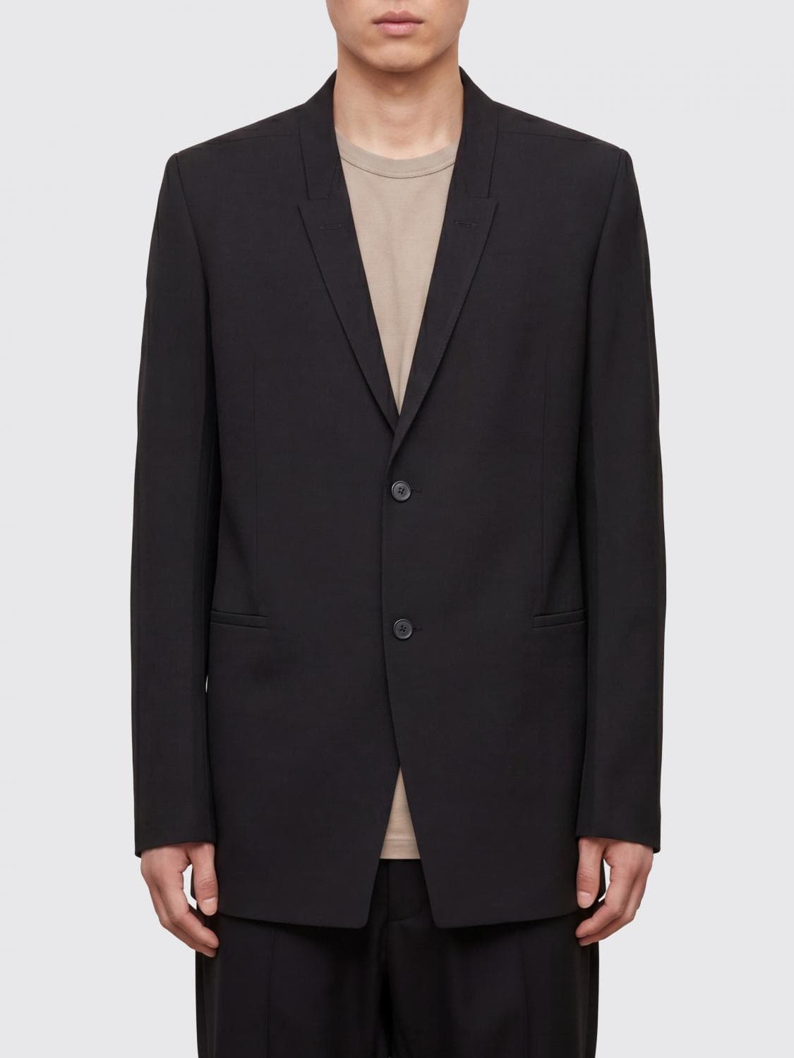 Rick Owens Single-Breasted Wool Blazer with Two-Button Closure