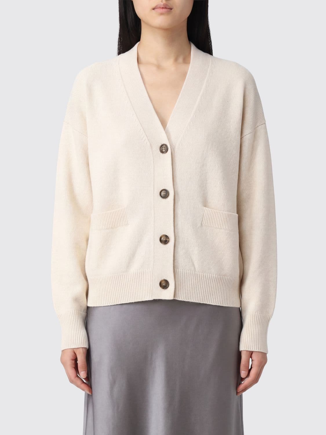 Le Kasha Organic Cashmere V-Neck Cardigan with Pockets