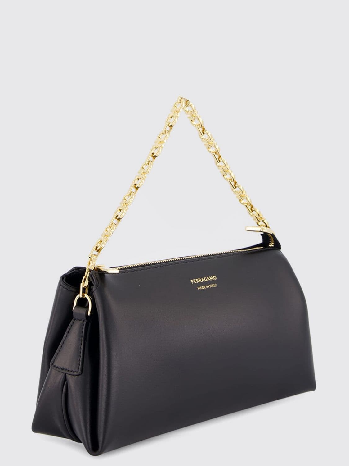 Ferragamo Rectangular Smooth Calfskin Mini Bag with Metal Mesh Handle