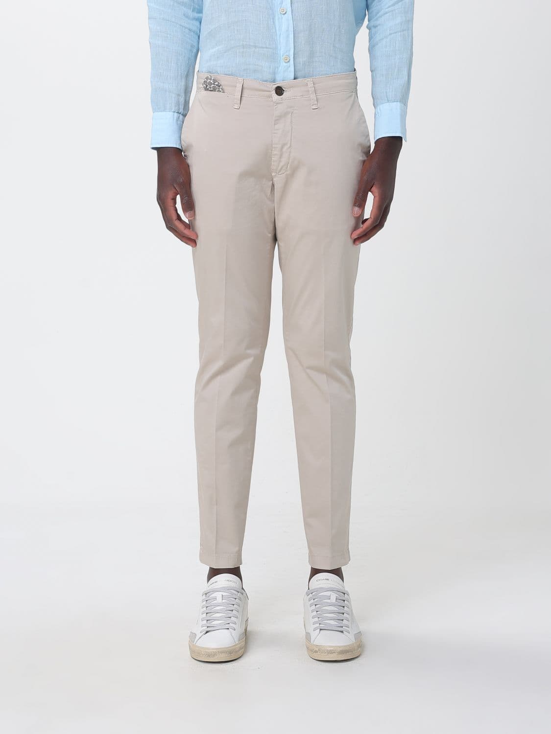 Xc Slim Fit Chino Trousers in Gabardine with Slash Pockets and Mid-Rise Waist