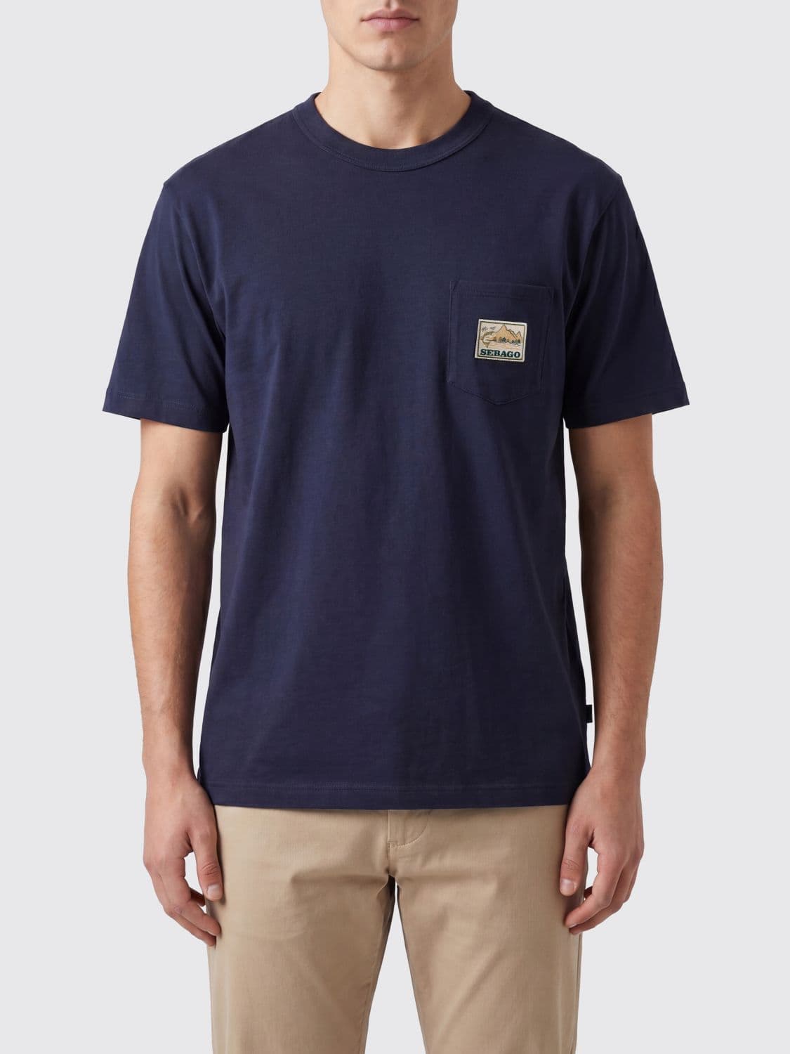 Sebago Crew-Neck Short-Sleeved Cotton T-shirt with Applied Logo