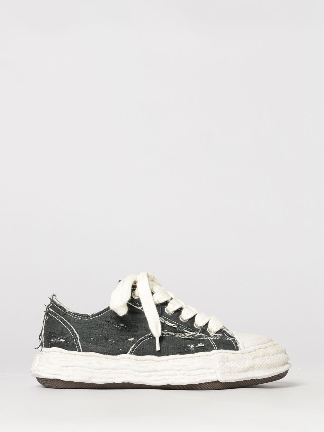 Maison Mihara Yasuhiro Peterson Distressed Cotton Sneakers with Worn-Effect Sole