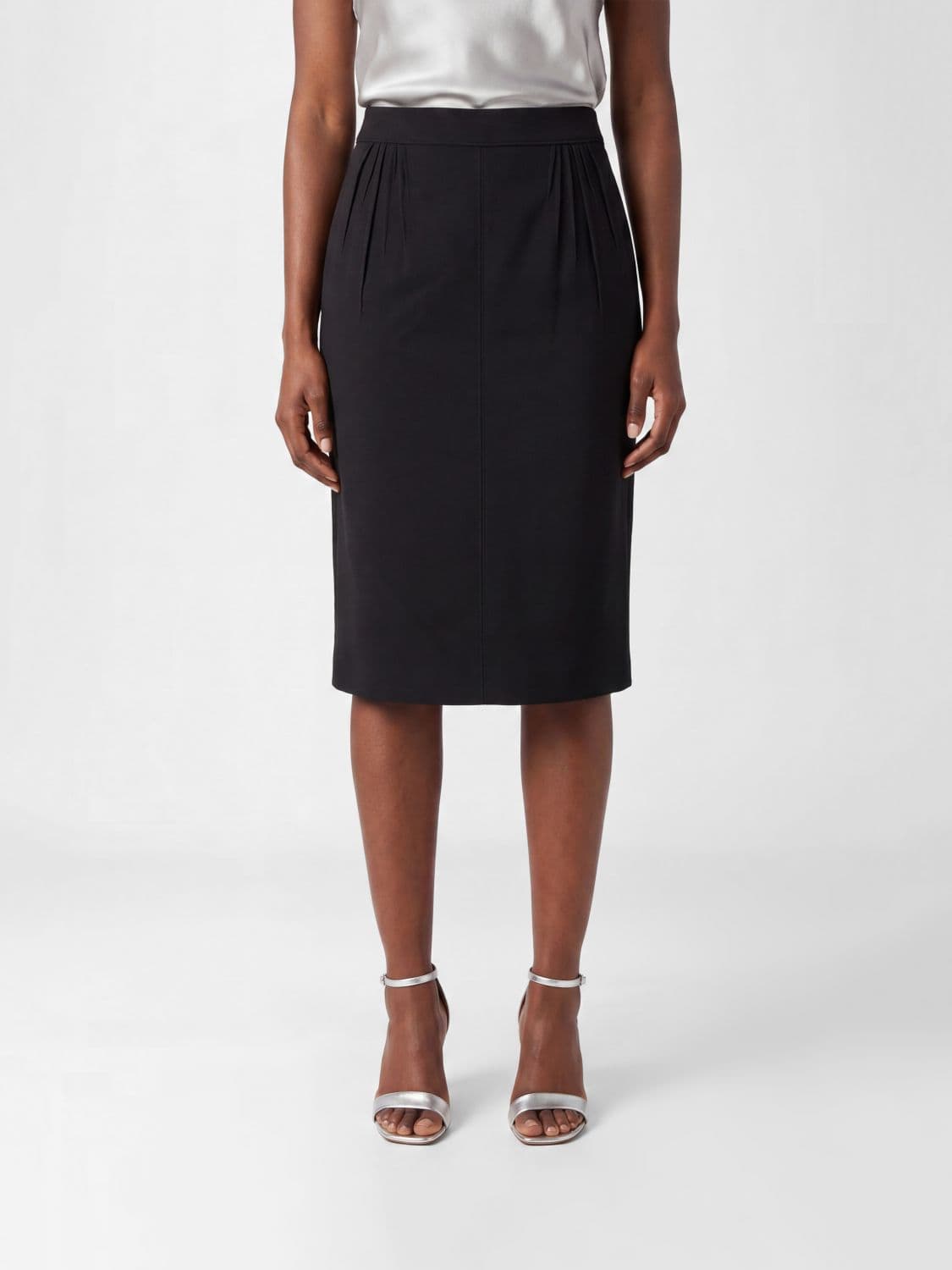Saint Laurent High-Waisted Viscose Pencil Mini Skirt with YSL Monogram