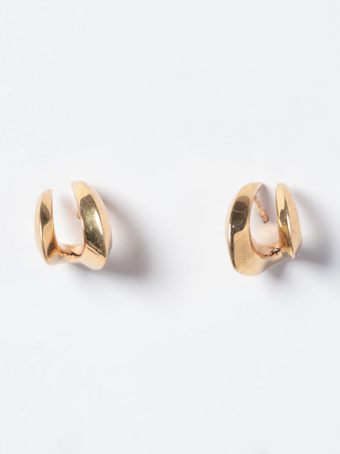 Panconesi Asymmetrical Metal Dangle Earring with Engraved Logo
