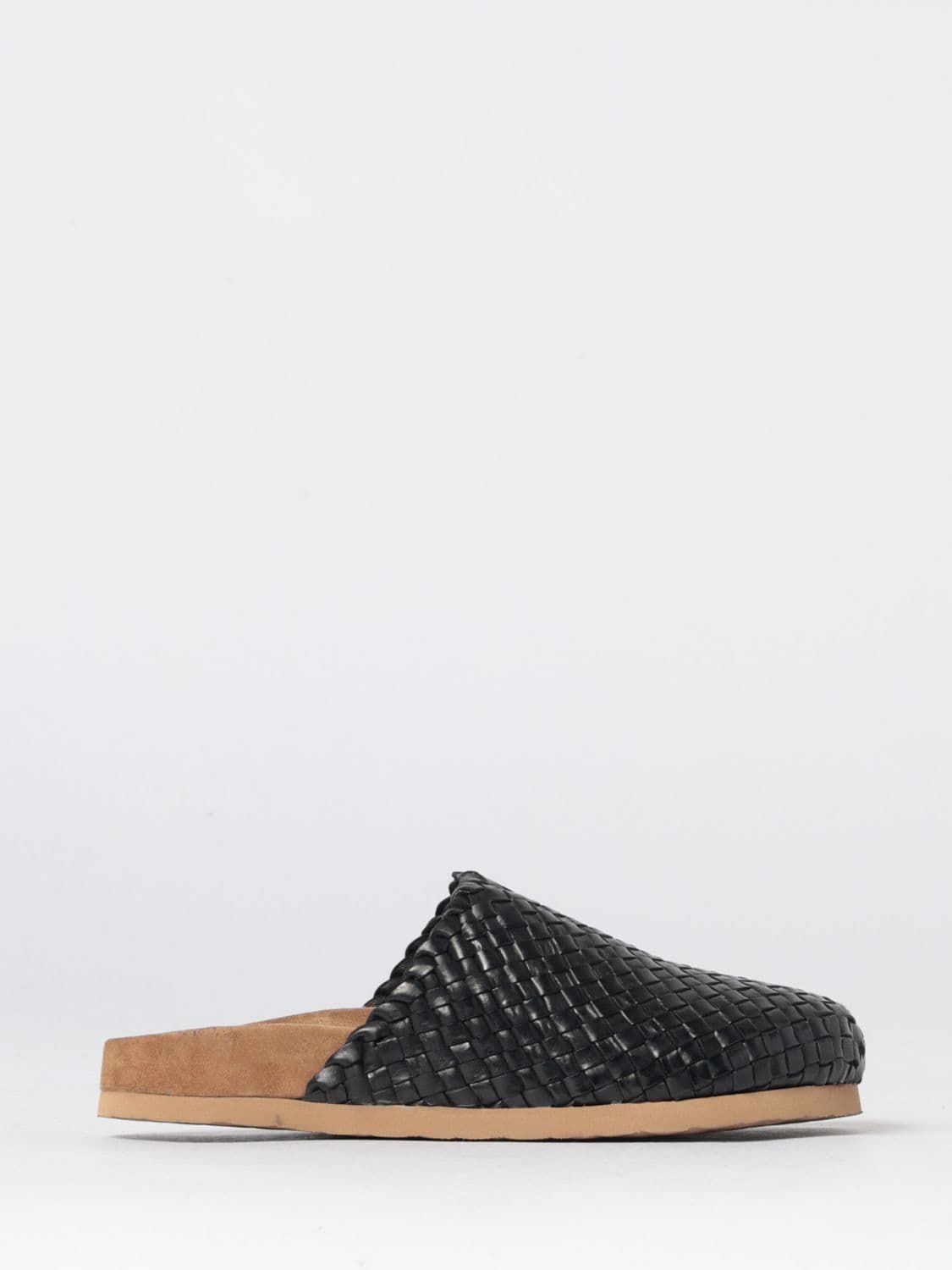 Dragon Diffusion Woven Leather Sabot Mules with Low Heel and Round Toe