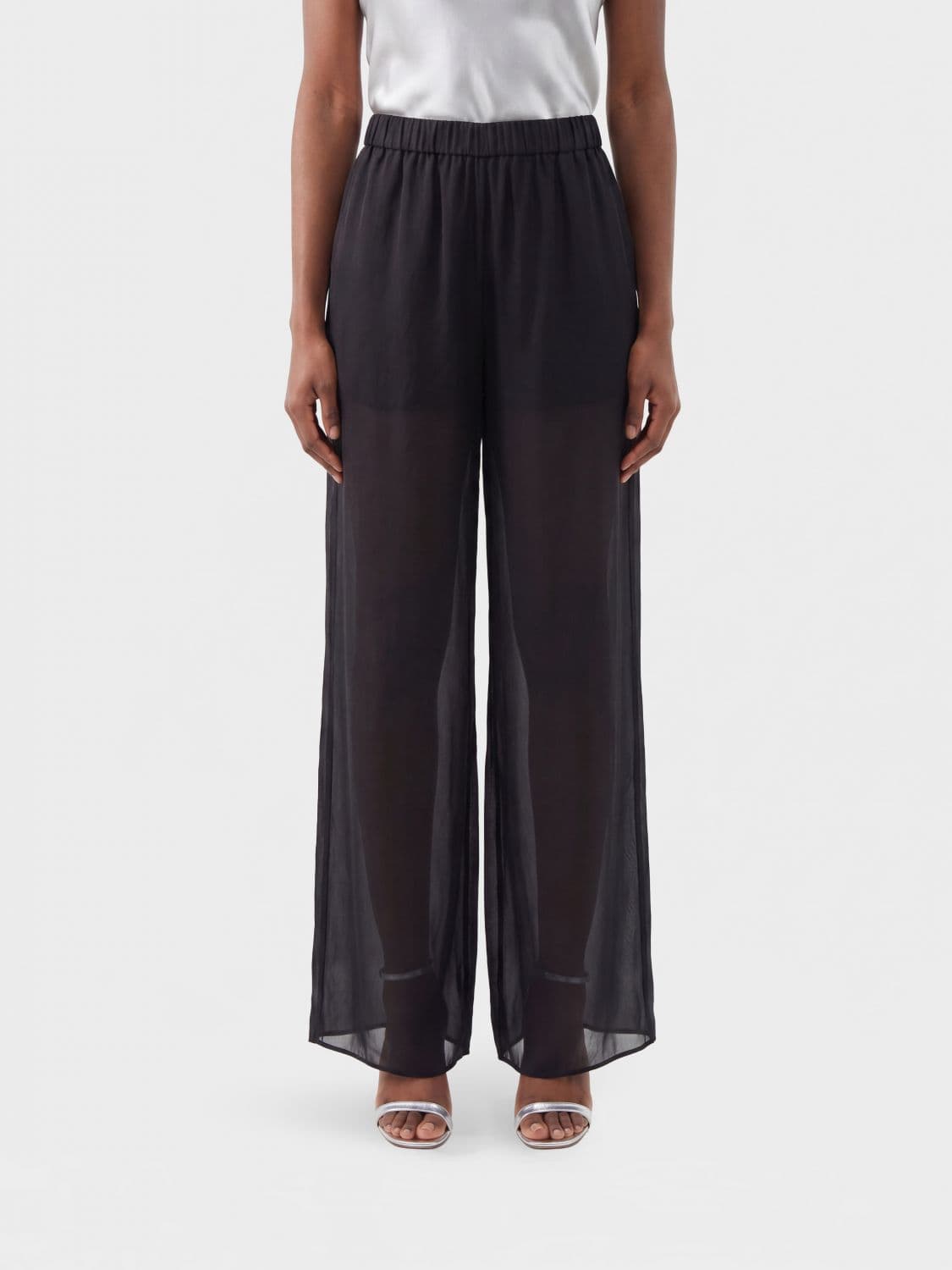 The Andamane High-Waisted Wide-Leg Palazzo Trousers in Crêpe · 40