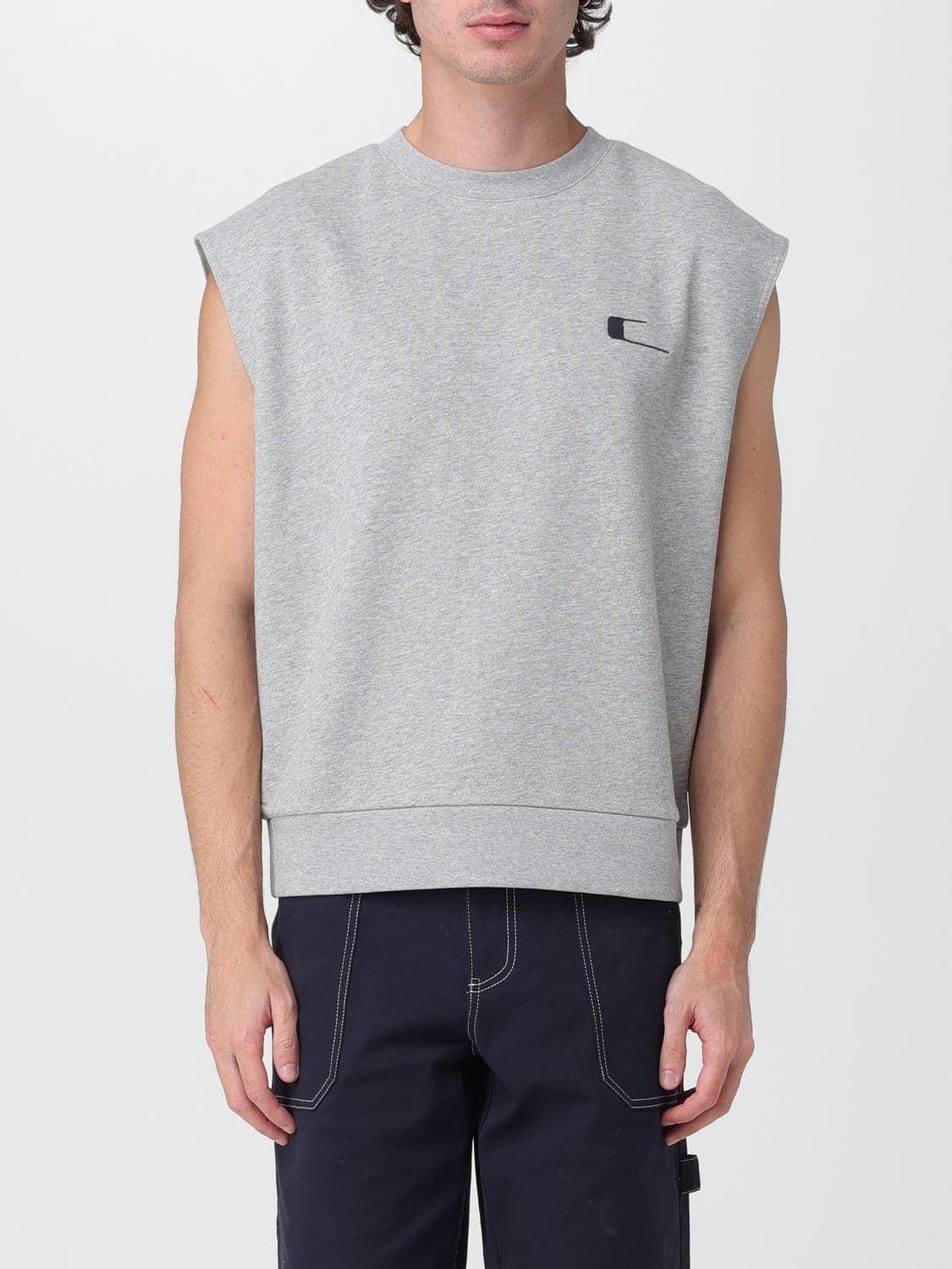 Carrer Sleeveless Cotton Sweatshirt with Crew Neck and Contrast Logo · L