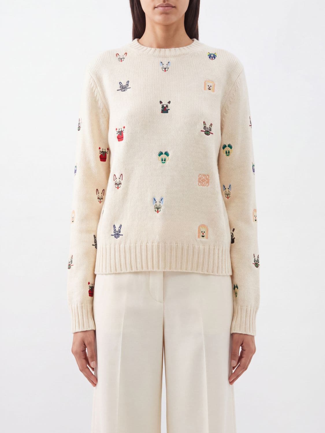 Loewe Anagram Embroidered Wool Blend Crewneck Jumper