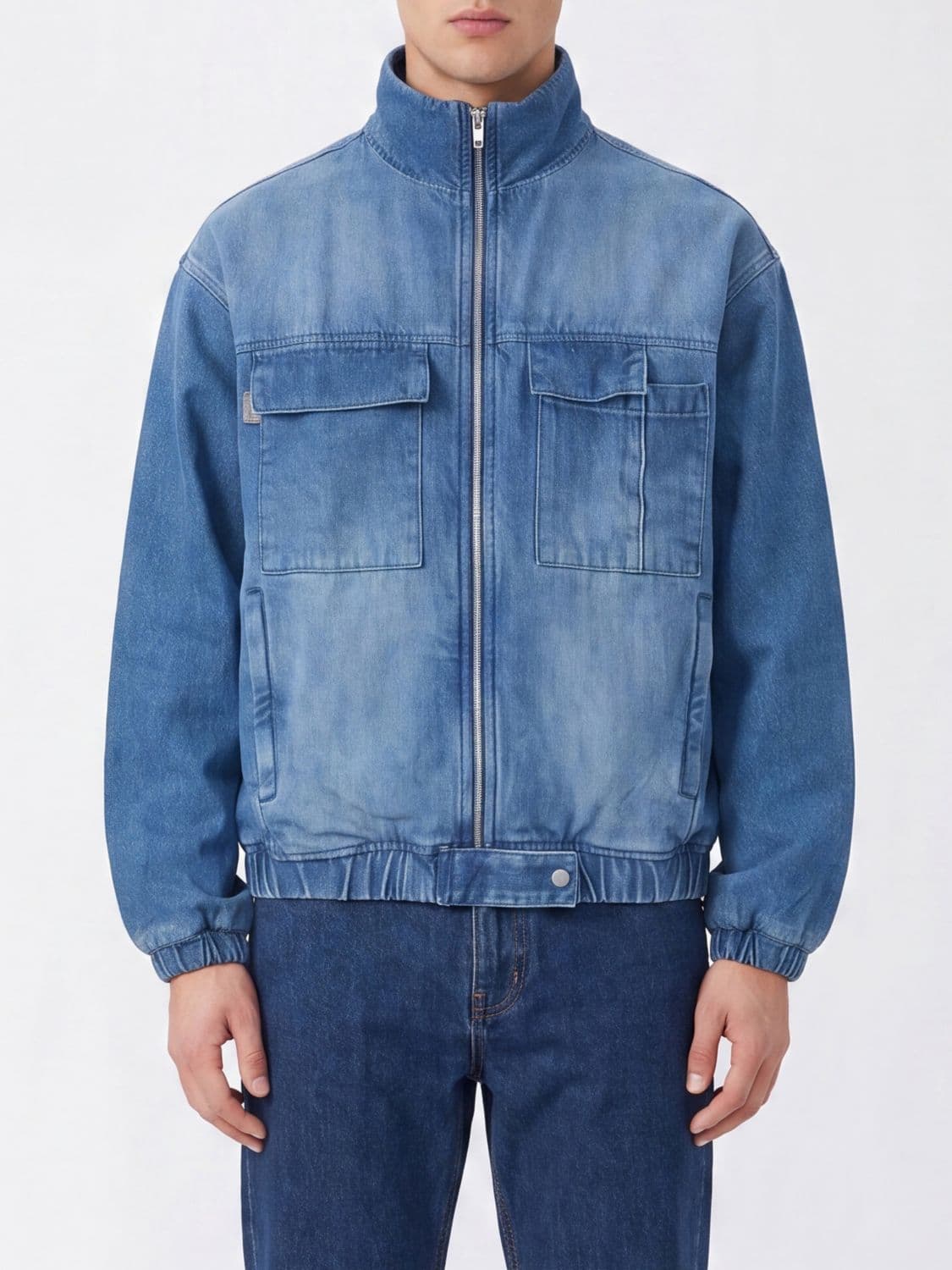 Carrer Barrau Cotton Bomber Jacket with High Neck and Concealed Closure