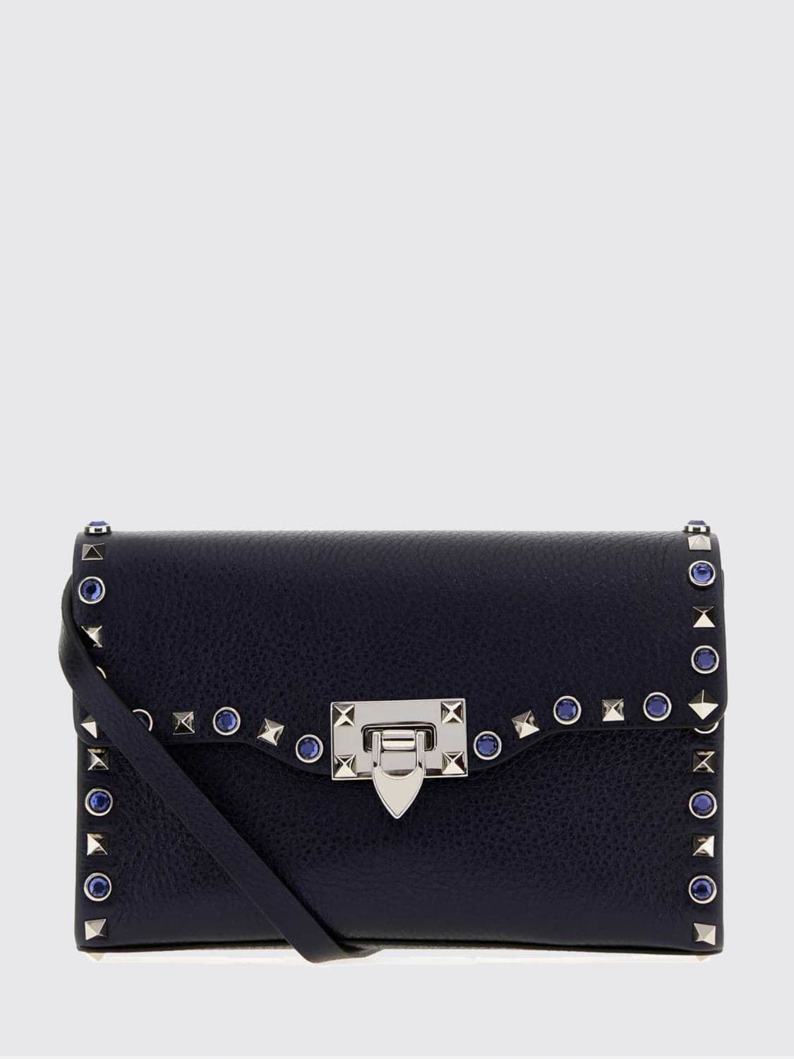 Valentino Garavani Rockstud Mini Bag in Hammered Leather with Crystals · OS