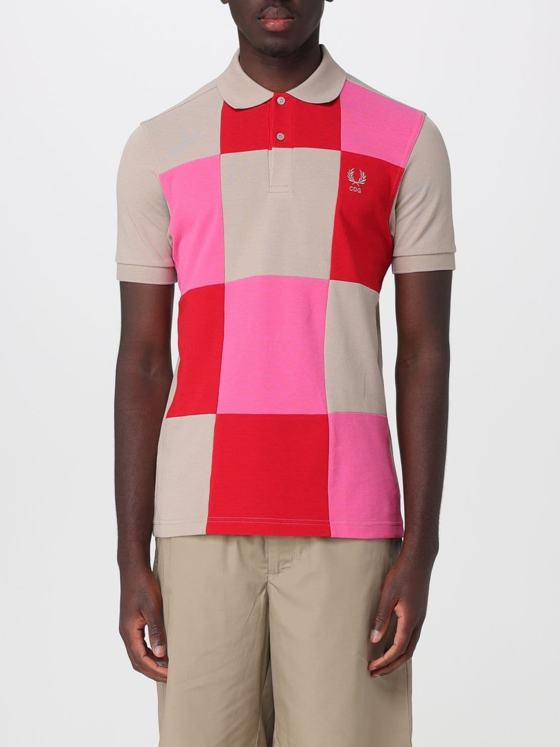 Comme Des Garçons Check Cotton Slim Fit Polo Shirt with Embroidered Logo · S