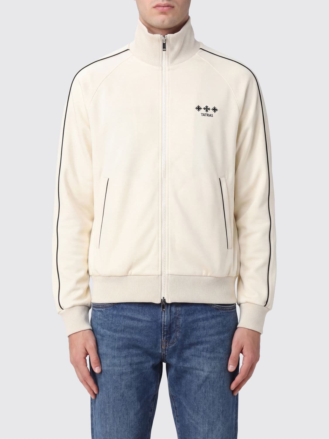 Tatras Zip-Up Technical Fabric Sweatshirt with Turtleneck and Contrast Logo