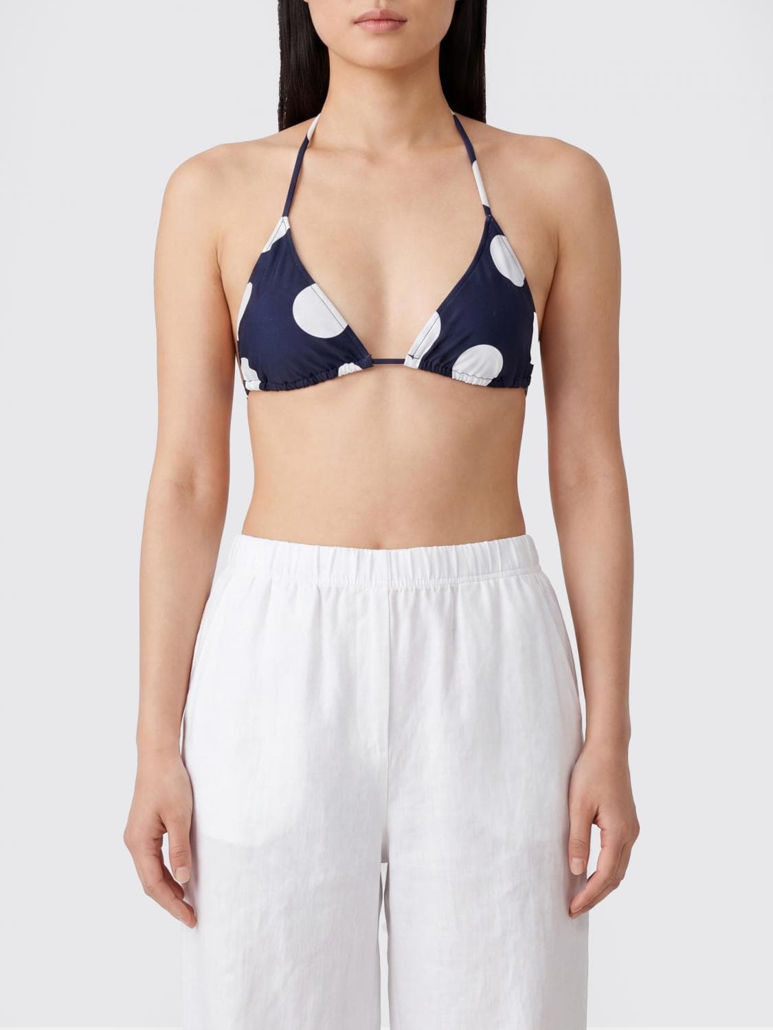 Jacquemus Polka-Dot Polyamide Triangle Bikini Top with Tie Fastenings · M