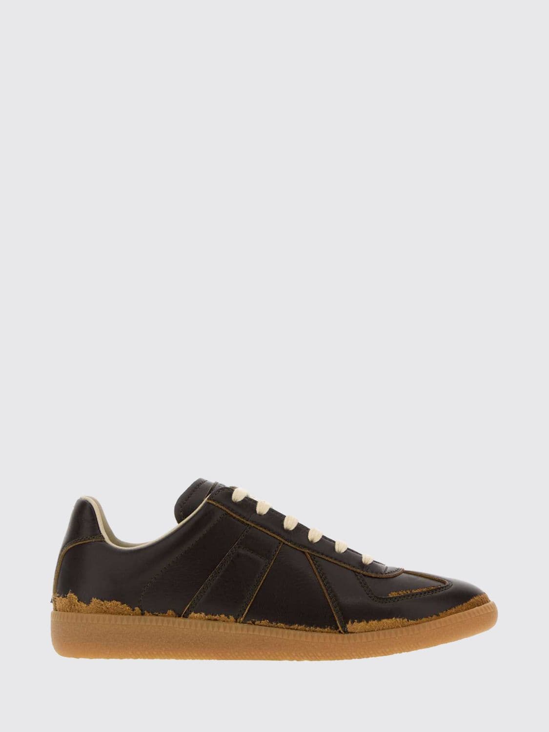 Maison Margiela Replica Vintage-Effect Leather and Fabric Trainers