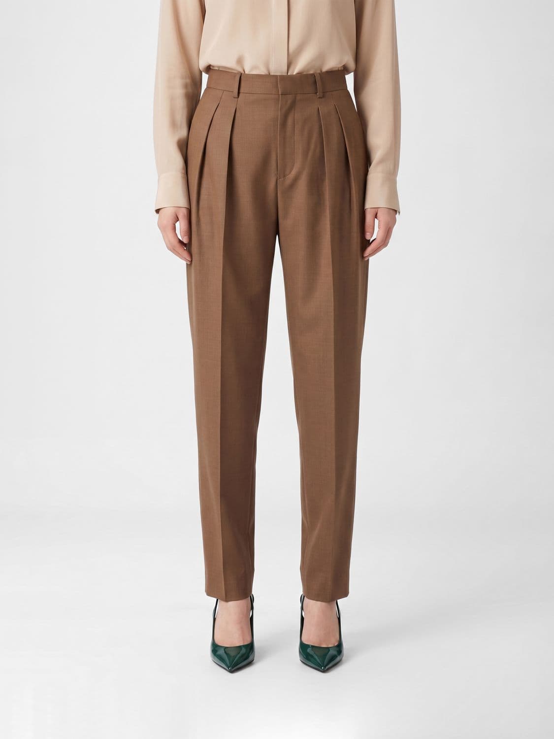 Saint Laurent High-Waisted Skinny Trousers in Wool and Mohair Blend · 40