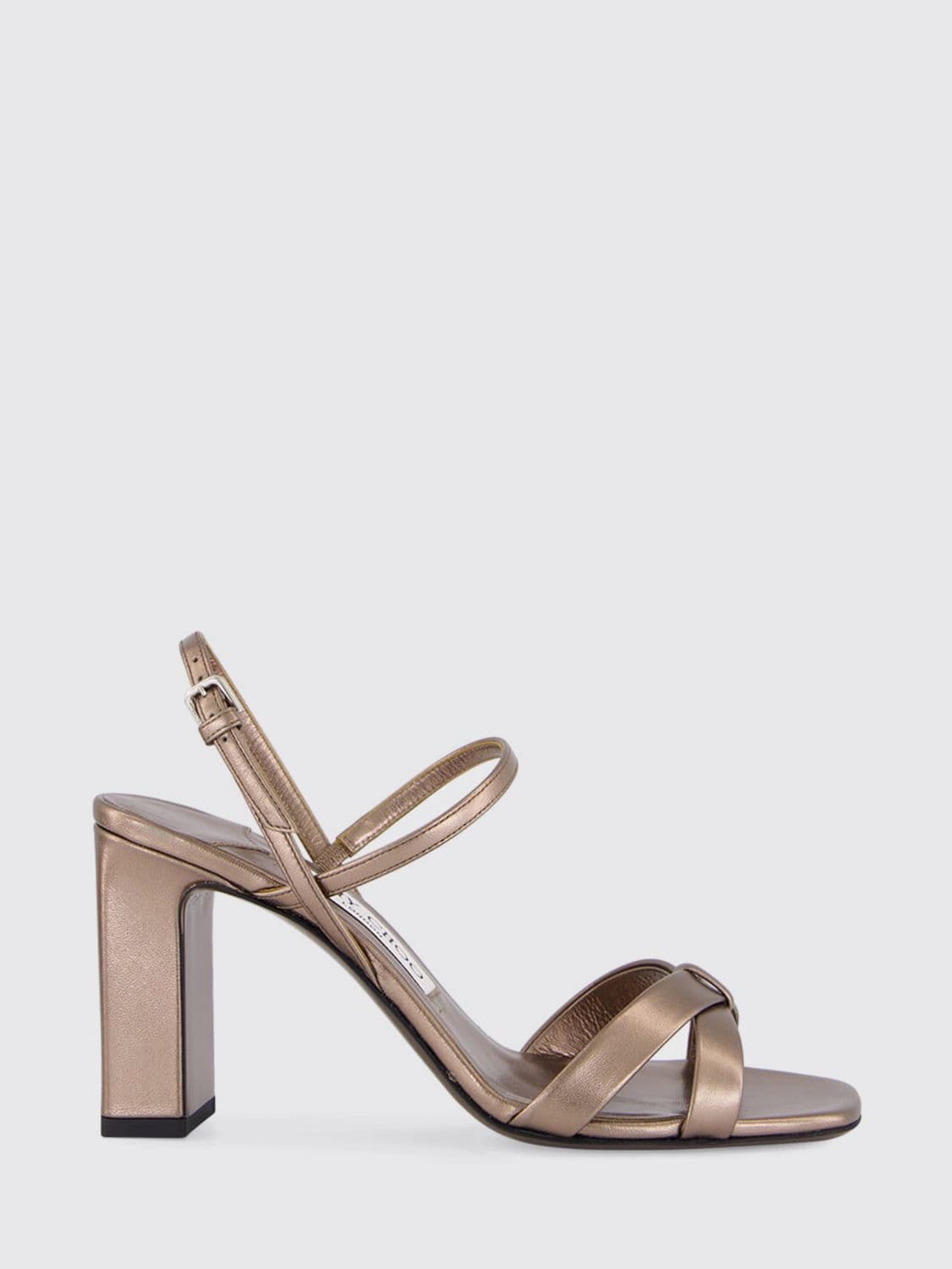 Jimmy Choo Elsy Laminated Nappa Leather Sandals with High Block Heel