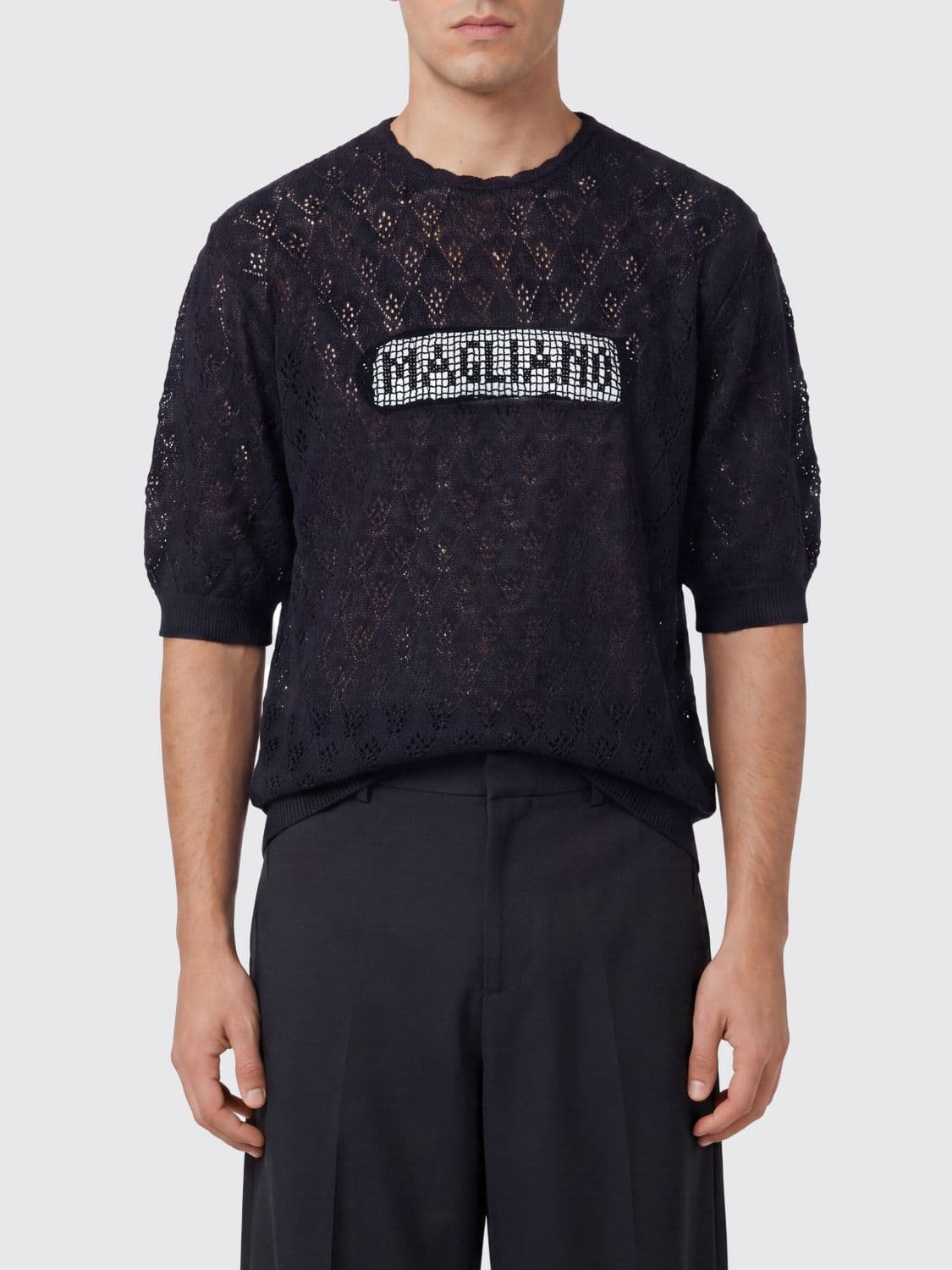 Magliano Openwork Mohair Blend Crew-Neck Jumper with Jacquard Logo