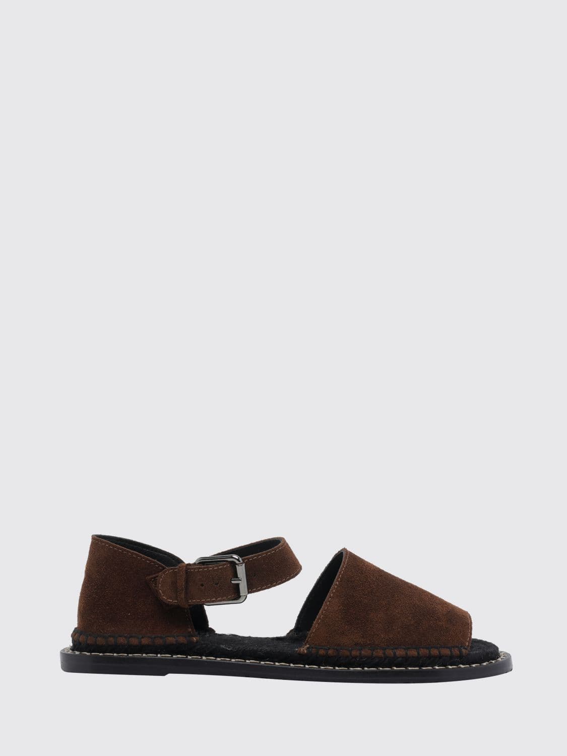 Castañer Suede Flat Sandals with Round Toe and Adjustable Ankle Strap