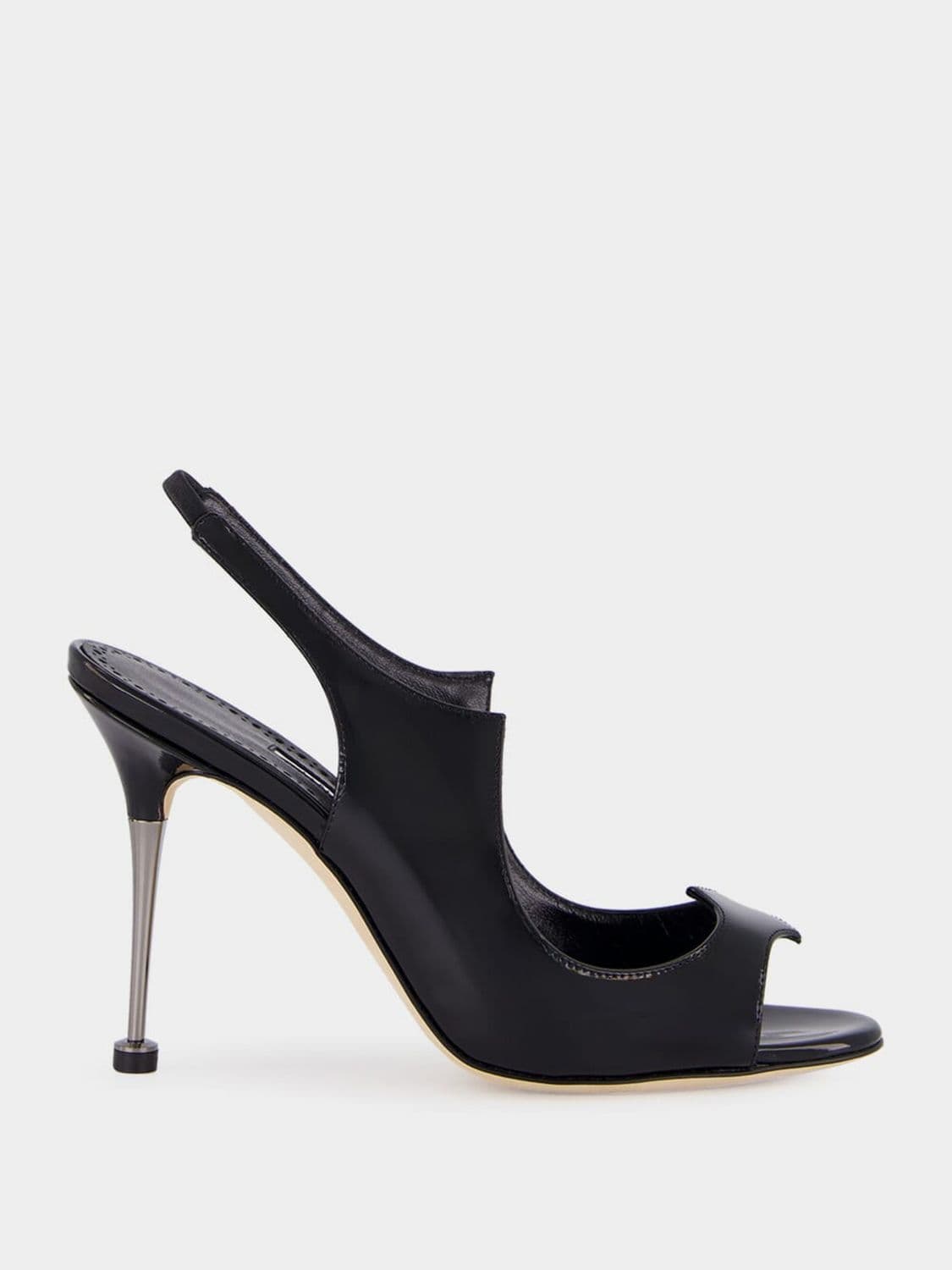 Manolo Blahnik Minza High-Heeled Patent Leather Slingback Sandals