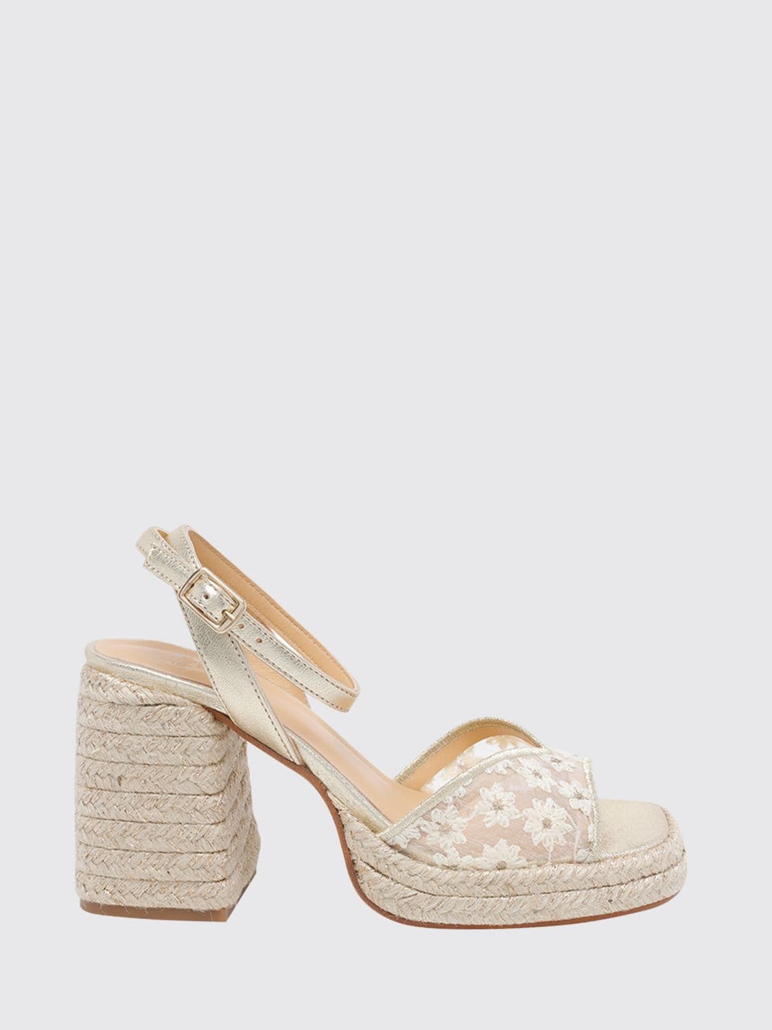 Castañer High-Heeled Platform Sandals in Floral Embroidered Mesh