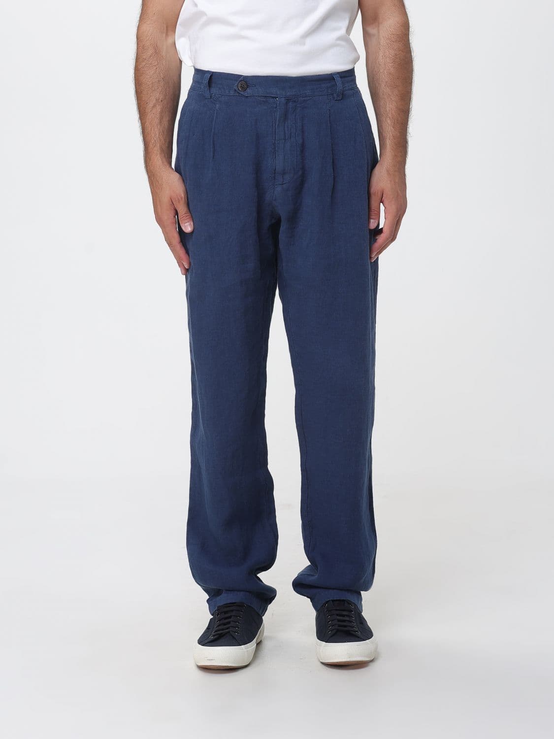 Mc2 Saint Barth Linen Chino Trousers with Off-Center Closure