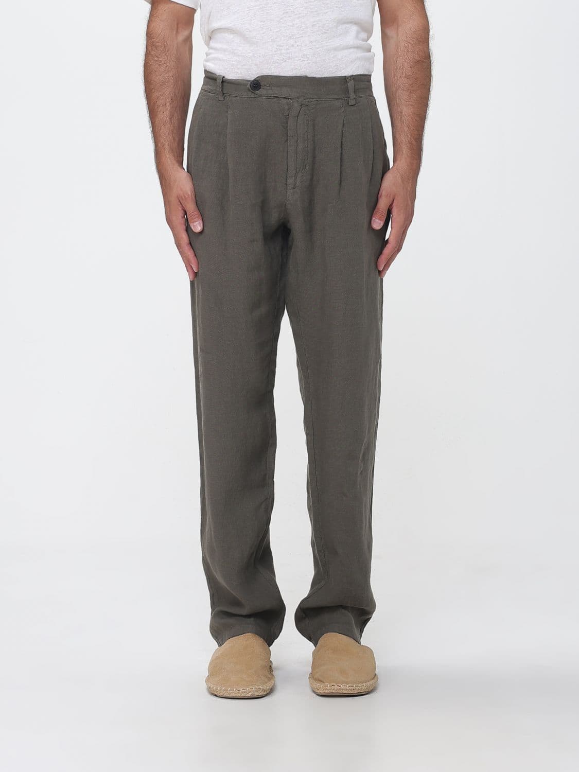 Mc2 Saint Barth Linen Chino Trousers with Off-Center Closure