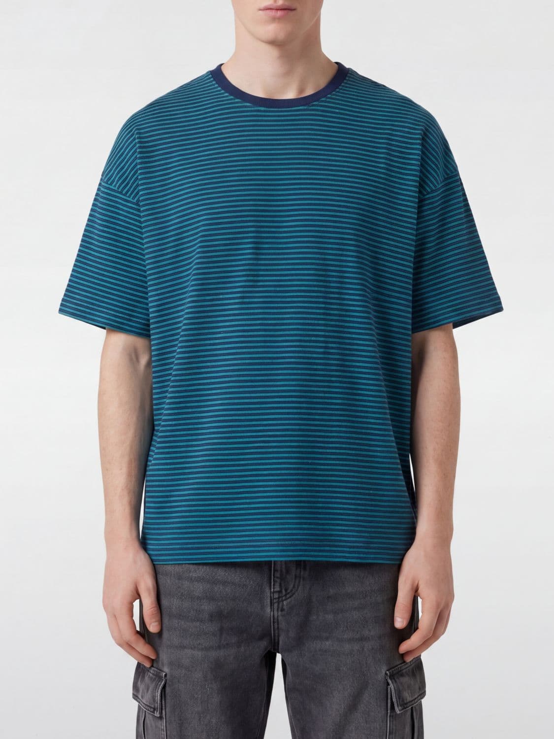 Howlin Striped Relaxed Fit T-Shirt in Cotton with Crew Neck