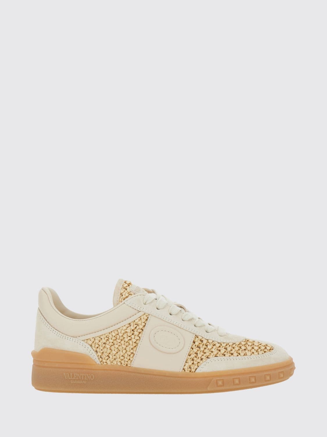 Valentino Garavani Upvillage Low-Top Sneakers in Raffia and Leather with VLogo