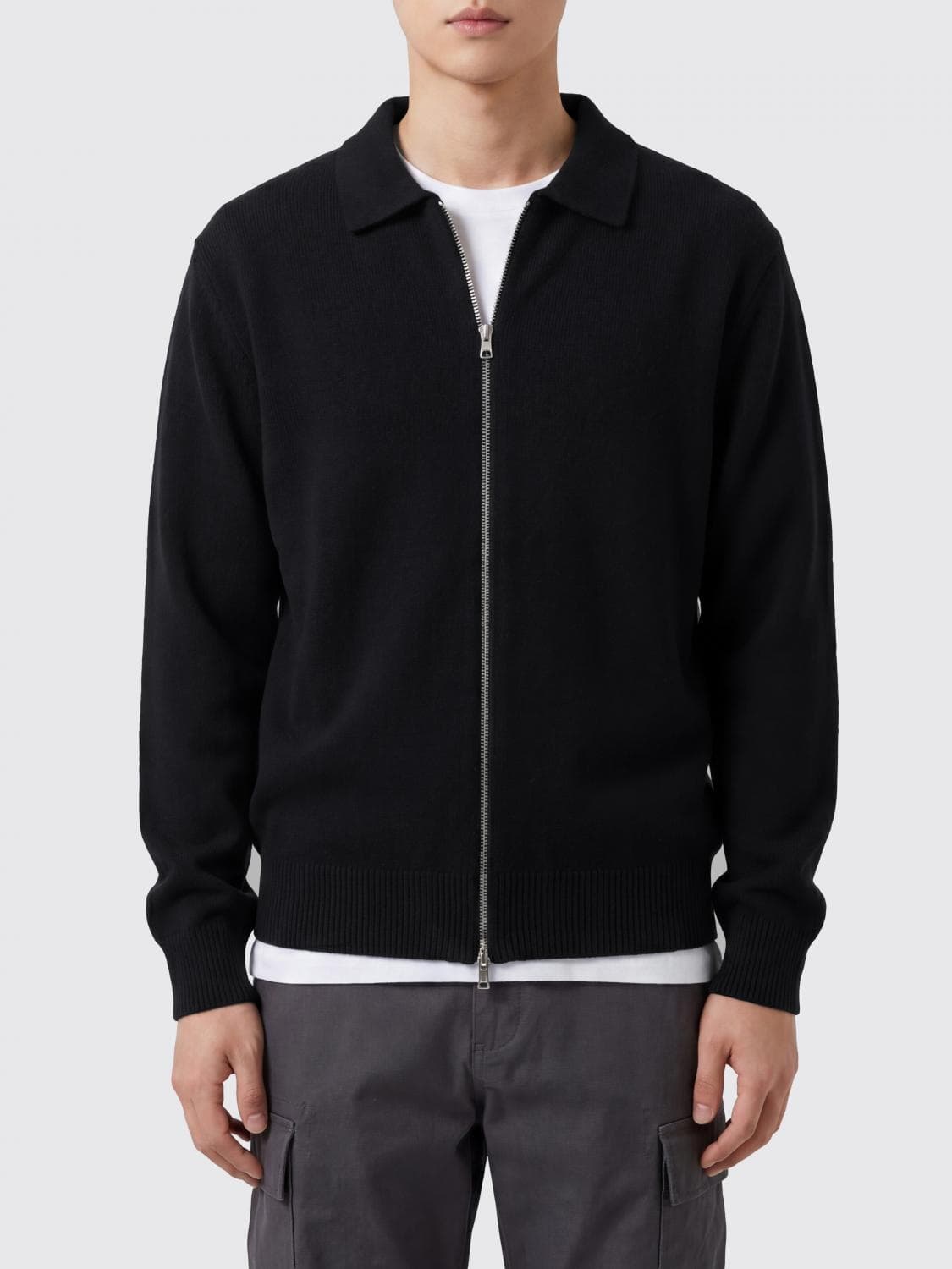 Howlin Pure Wool Zip-Up Cardigan with Polo Collar