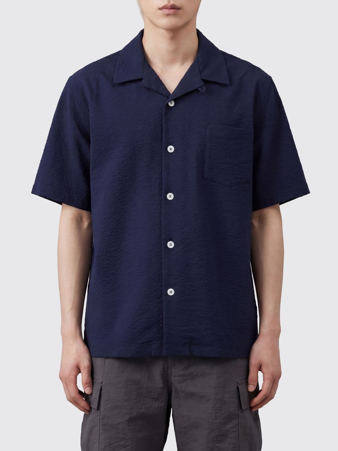 Howlin Stretch-Cotton Bowling Shirt with Cuban Collar and Short Sleeves