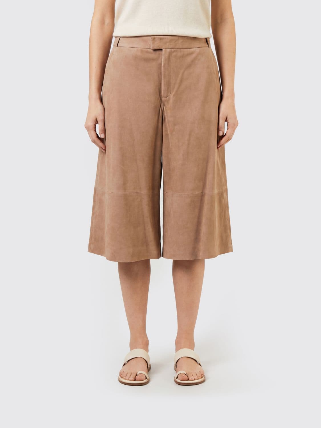 Arma Jina Cropped Wide-Leg Suede Leather Trousers
