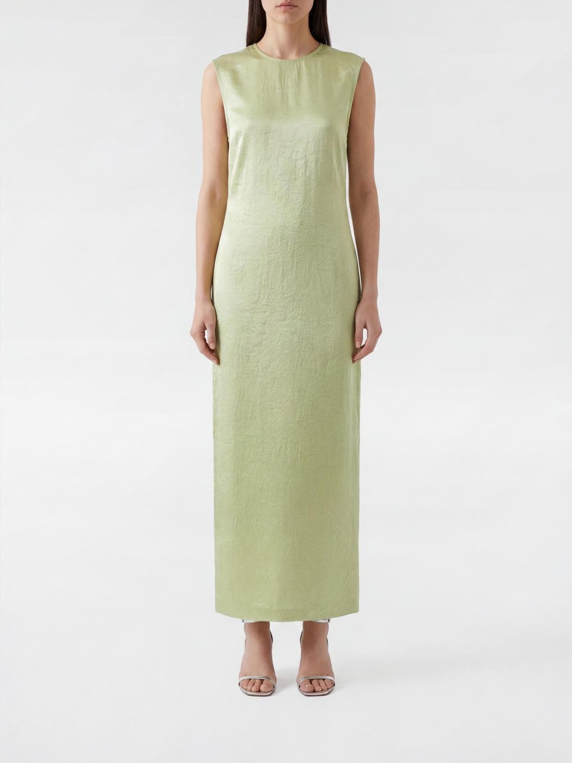 Filippa K Sleeveless Midi Dress in Acetate with Cut-Out Detail · 40