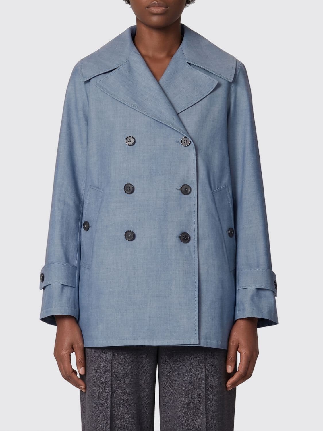 Save The Duck Double-Breasted Knee-Length Trench Coat in Nylon and Cotton