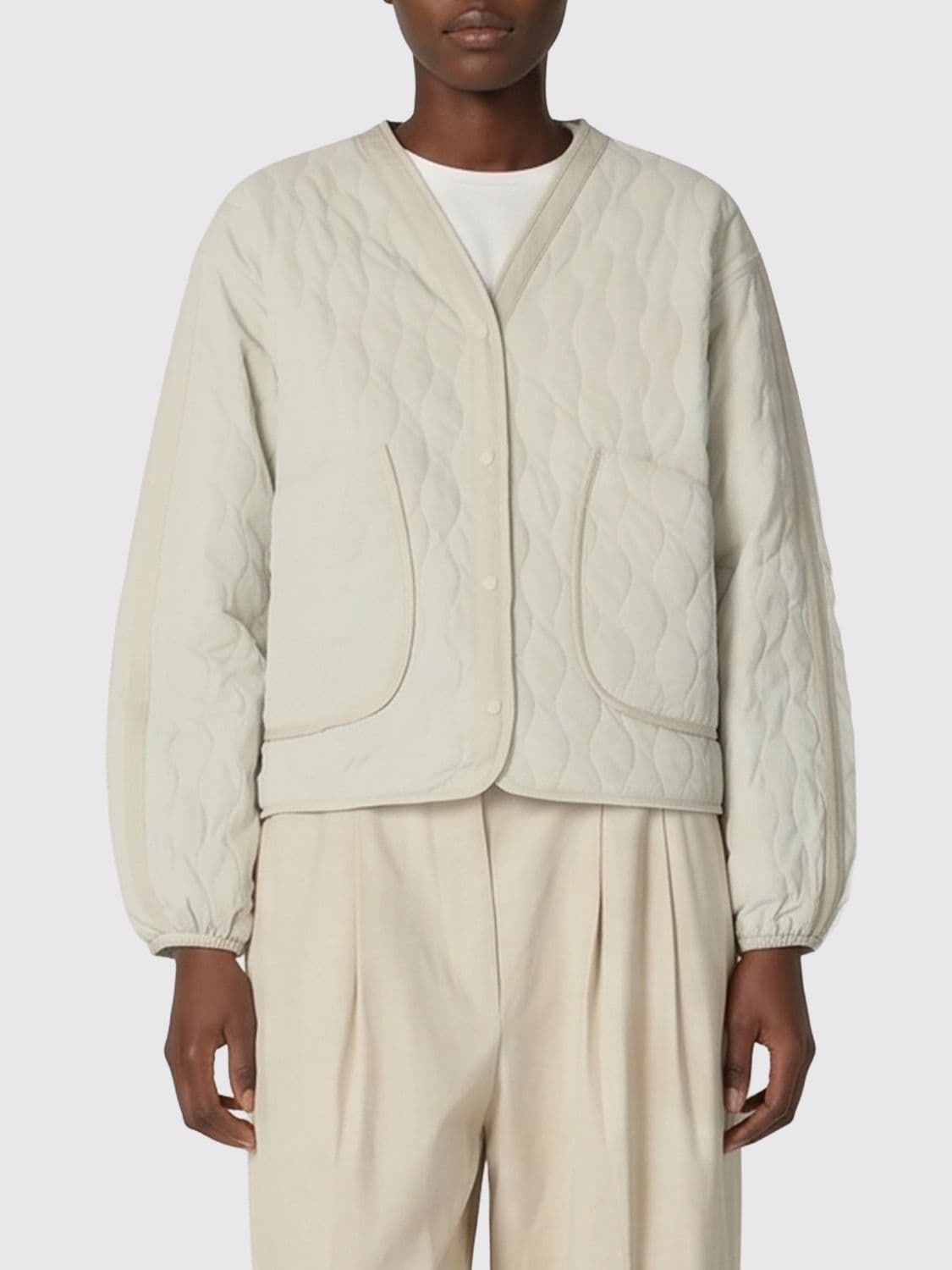 Save The Duck Short Quilted Jacket in Recycled Polyester with V-Neck