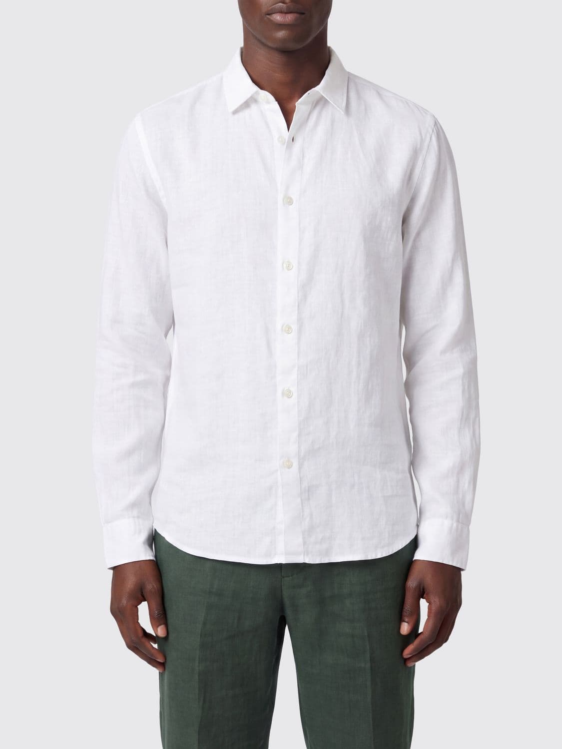 James Perse Long-Sleeved Shirt in Pure Linen with a Classic Collar