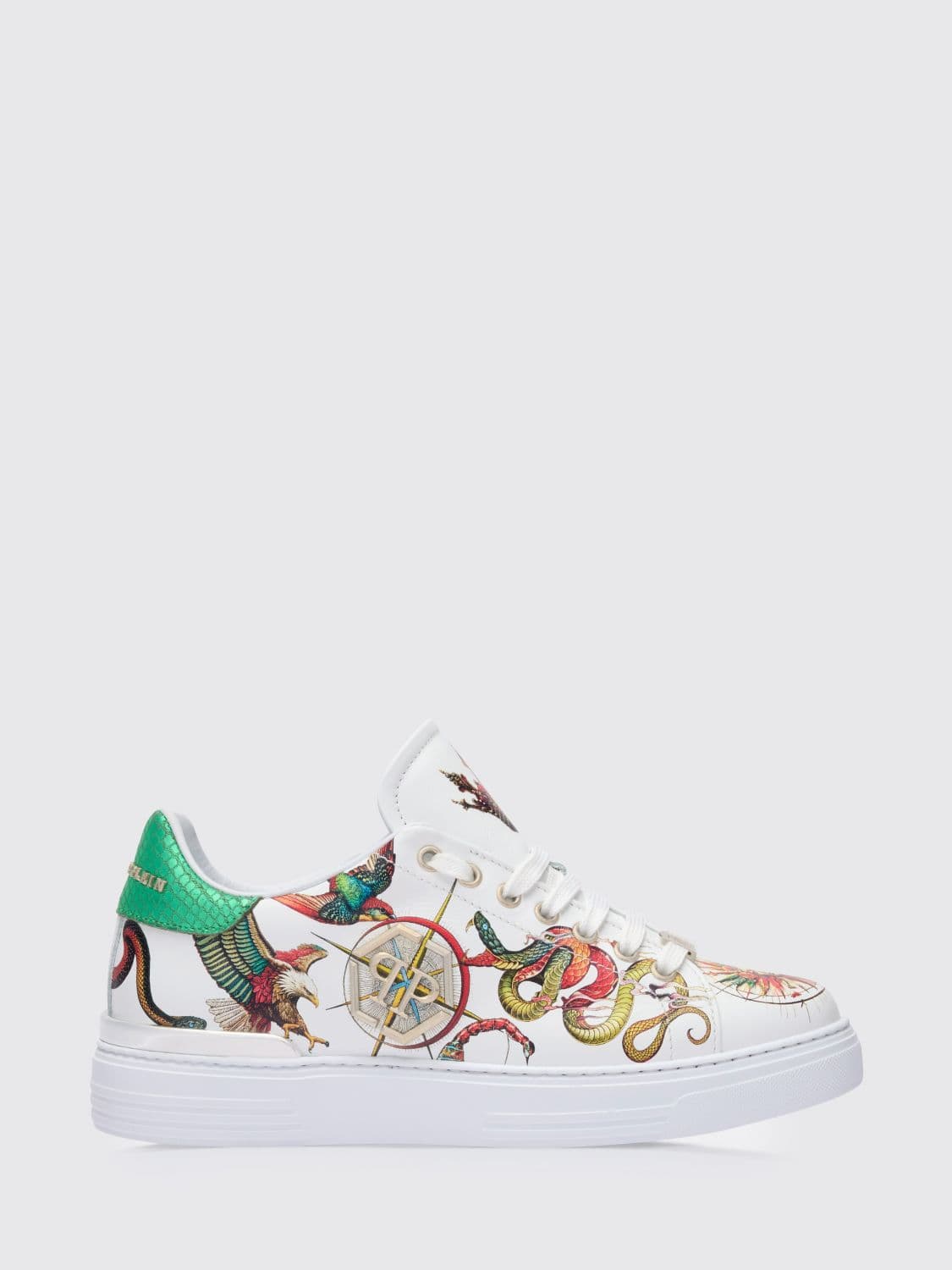 Philipp Plein Low-Top Smooth Calfskin Leather Trainers with Side Hexagon Logo