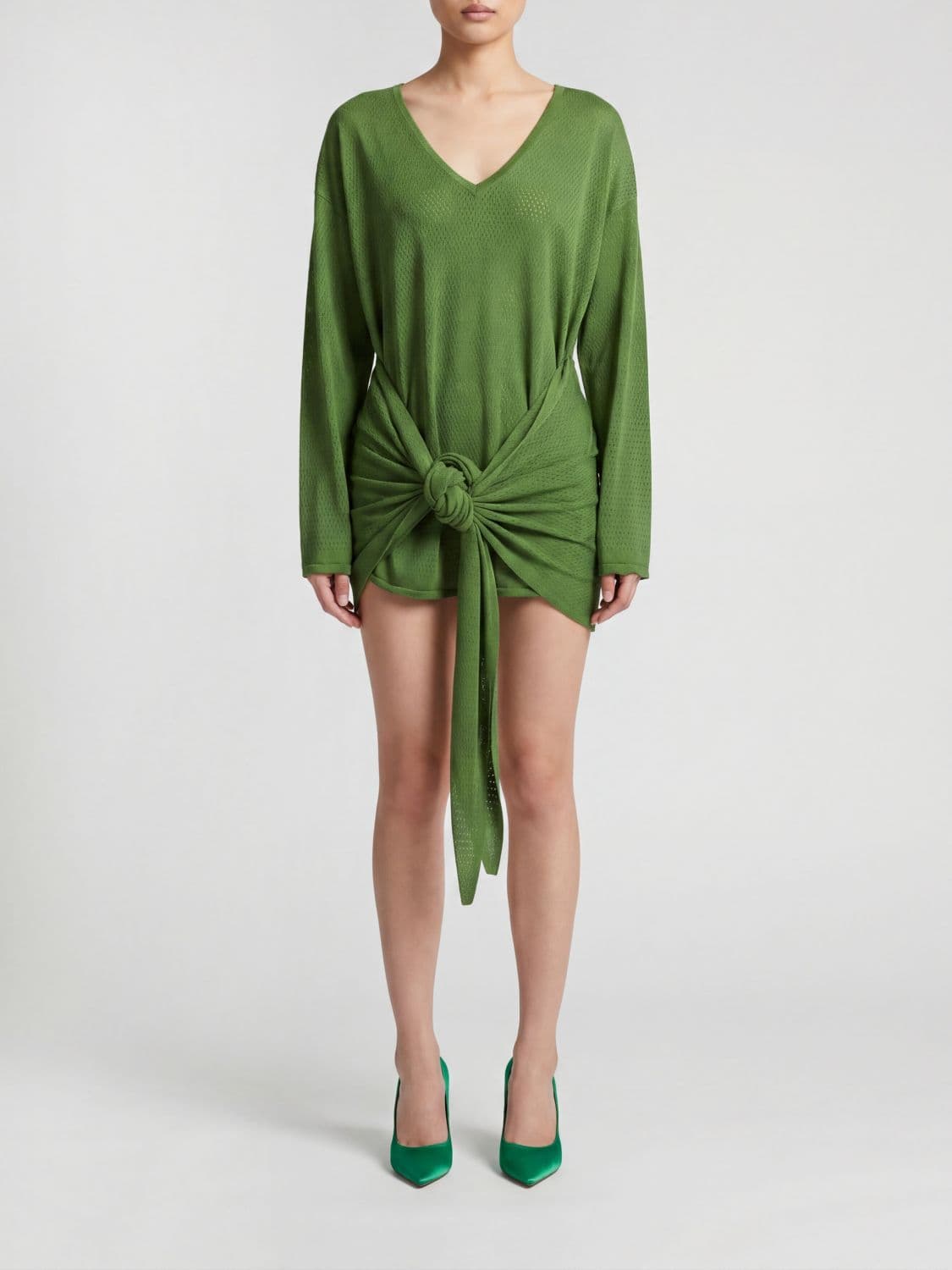 The Attico Viscose T-Shirt Mini Dress with a Sash Waist Belt