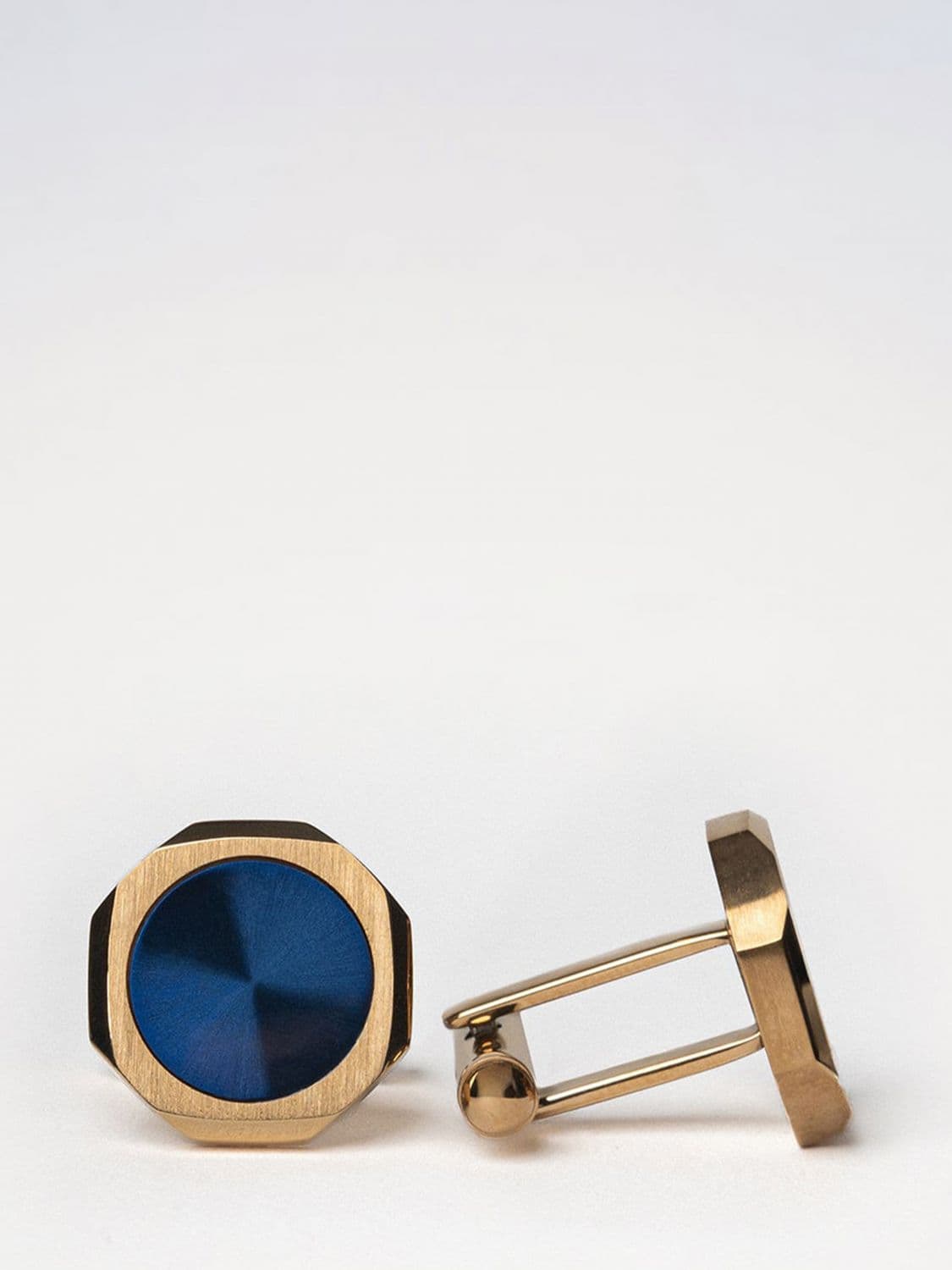 D1 Milano Two-Tone Steel Cufflinks with Rounded Shape and Engraved Logo