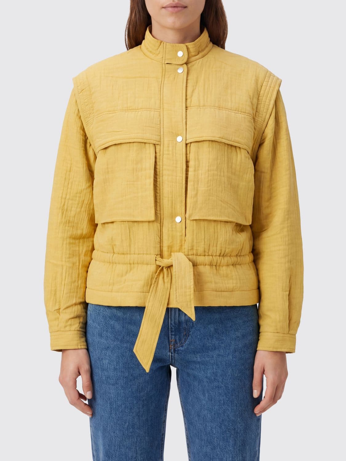 Isabel Marant Etoile Blandina Cotton-Blend Bomber Jacket with High Neck and Drawstring