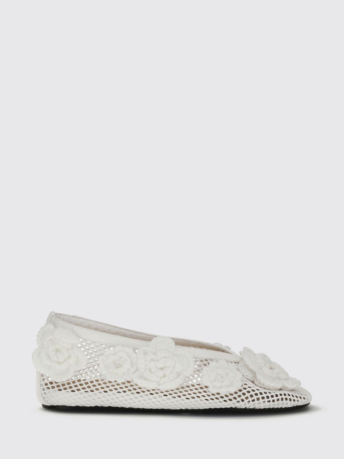 Ganni Jenny Perforated Viscose Ballet Flats with Floral Appliqué